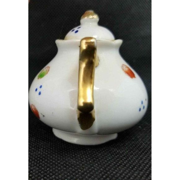 Vintage Occupied Japan Teapot Miniature Porcelain Tea Pot Oriental Design Paint - Picture 4 of 12